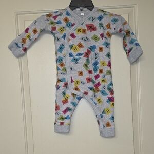 Burberry Gray Multicolor Alphabet Kids One Piece